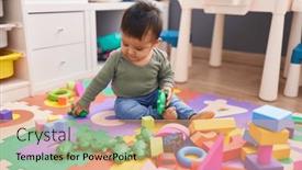  Presentation with crocodile - Presentation design with adorable-hispanic-boy-playing background and a coral colored foreground