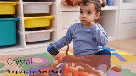  Presentation with dinosaur - Slide set consisting of adorable-hispanic-boy-playing background and a coral colored foreground