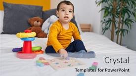  Presentation with maths - PPT theme enhanced with adorable-hispanic-boy-playing background and a light gray colored foreground