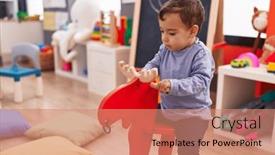  Presentation with hispanic - PPT theme featuring adorable-hispanic-boy-playing background and a coral colored foreground