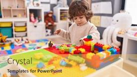  Presentation with water pipeline construction - Presentation design consisting of adorable-hispanic-boy-playing background and a  colored foreground