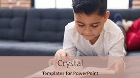  Presentation with reading - Presentation design having adorable-hispanic-boy-reading-book background and a coral colored foreground