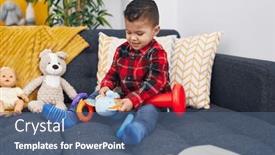  Presentation with elephant - Presentation enhanced with adorable-hispanic-boy-sitting background and a ocean colored foreground