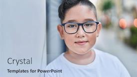  Presentation with little boy - Slide set featuring adorable-hispanic-boy-smiling-confident background and a light blue colored foreground