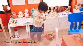  Presentation with lollypop - Theme enhanced with adorable-hispanic-boy-standing background and a coral colored foreground