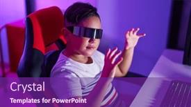  Presentation with streamer - Presentation design enhanced with adorable-hispanic-boy-streamer-playing background and a violet colored foreground