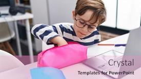  Presentation with foreign boy student - Presentation enhanced with adorable-hispanic-boy-student-holding background and a lemonade colored foreground