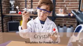  Presentation with molecules - Presentation featuring adorable-hispanic-boy-student-holding background and a coral colored foreground