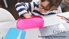  Presentation with student - PPT theme with adorable-hispanic-boy-student-holding background and a light blue colored foreground