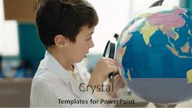  Presentation with looking glass - Presentation having adorable-hispanic-boy-student-looking background and a coral colored foreground