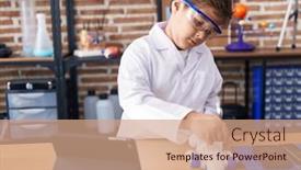  Presentation with student - PPT layouts consisting of adorable-hispanic-boy-student-repairing background and a coral colored foreground