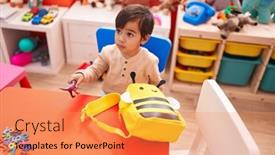  Presentation with student - PPT theme having adorable-hispanic-boy-student-sitting background and a yellow colored foreground