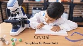  Presentation with student writing - Presentation design with adorable-hispanic-boy-student-using background and a coral colored foreground