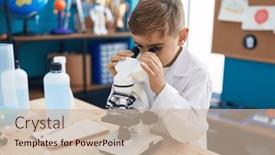  Presentation with microscope - PPT layouts enhanced with adorable-hispanic-boy-student-using background and a  colored foreground