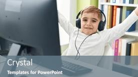  Presentation with winner - Presentation theme having adorable-hispanic-boy-student-using background and a  colored foreground