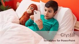  Presentation with monkey - PPT layouts with adorable-hispanic-boy-using-smartphone background and a lemonade colored foreground