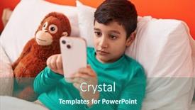  Presentation with monkey - PPT theme consisting of adorable-hispanic-boy-using-smartphone background and a ocean colored foreground