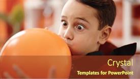  Presentation with balloon - Theme enhanced with adorable-hispanic-boy-wearing-halloween background and a tawny brown colored foreground