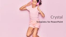  Presentation with music headphones - Beautiful theme featuring adorable-hispanic-child-girl-smiling backdrop and a lemonade colored foreground