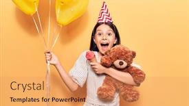  Presentation with happy birthday - Slide set consisting of adorable-hispanic-child-girl-wearing background and a coral colored foreground