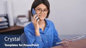  Presentation with girl reading - Slide deck consisting of adorable-hispanic-girl-business-worker background and a ocean colored foreground