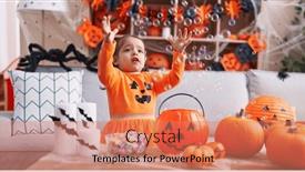  Presentation with soap - Slide set with adorable-hispanic-girl-having-halloween background and a coral colored foreground
