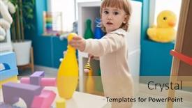  Presentation with bowling - Presentation design with adorable-hispanic-girl-holding-bowling background and a yellow colored foreground