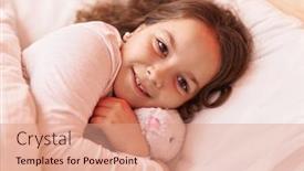  Presentation with doll - Slide set enhanced with adorable-hispanic-girl-hugging-rabbit background and a coral colored foreground