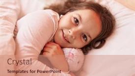  Presentation with doll - PPT layouts having adorable-hispanic-girl-hugging-rabbit background and a coral colored foreground