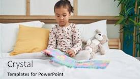  Presentation with maths - Presentation design with adorable-hispanic-girl-playing-maths background and a light gray colored foreground