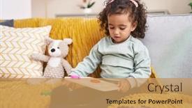  Presentation with maths - Presentation theme having adorable-hispanic-girl-playing-maths background and a coral colored foreground