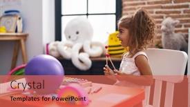  Presentation with xylophone - Slides featuring adorable-hispanic-girl-playing-xylophone background and a coral colored foreground