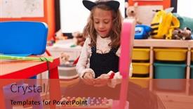  Presentation with xylophone - PPT theme consisting of adorable-hispanic-girl-playing-xylophone background and a red colored foreground