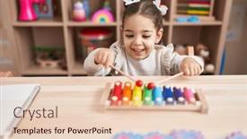  Presentation with xylophone - PPT theme enhanced with adorable-hispanic-girl-playing-xylophone background and a lemonade colored foreground