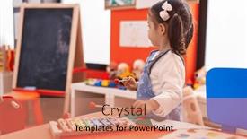  Presentation with xylophone - PPT theme consisting of adorable-hispanic-girl-playing-xylophone background and a coral colored foreground