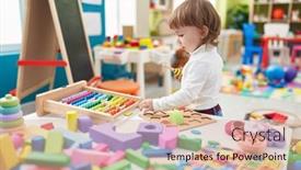  Presentation with kindergarten - Presentation theme consisting of adorable-hispanic-girl-playing background and a lemonade colored foreground