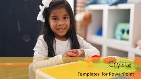  Presentation with children little child girl plays - PPT theme consisting of adorable-hispanic-girl-playing background and a yellow colored foreground