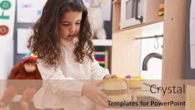  Presentation with hamburger - Slide deck consisting of adorable-hispanic-girl-playing background and a coral colored foreground