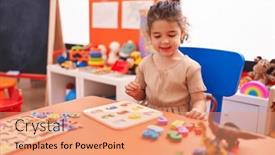  Presentation with maths - PPT theme consisting of adorable-hispanic-girl-playing background and a coral colored foreground