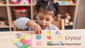  Presentation with maths - Presentation design consisting of adorable-hispanic-girl-playing background and a lemonade colored foreground