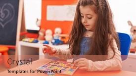  Presentation with maths - PPT theme having adorable-hispanic-girl-playing background and a coral colored foreground