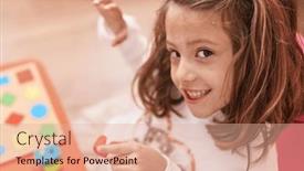  Presentation with maths - PPT theme with adorable-hispanic-girl-playing background and a coral colored foreground