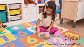  Presentation with heart - Slide set enhanced with adorable-hispanic-girl-playing background and a coral colored foreground