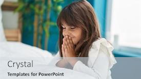  Presentation with bed - Slide deck enhanced with adorable-hispanic-girl-praying background and a sky blue colored foreground