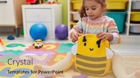  Presentation with preschool - PPT layouts with adorable-hispanic-girl-preschool-student background and a yellow colored foreground
