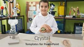  Presentation with scientist - Theme enhanced with adorable-hispanic-girl-scientist-student background and a mint green colored foreground