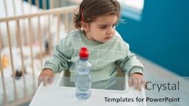  Presentation with baby bottle - Presentation design with adorable-hispanic-girl-sitting background and a light blue colored foreground
