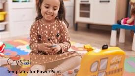  Presentation with mechanic - Presentation design consisting of adorable-hispanic-girl-sitting background and a  colored foreground