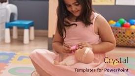  Presentation with baby sitting - Theme featuring adorable-hispanic-girl-sitting background and a coral colored foreground