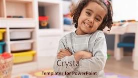  Presentation with kindergarten - Presentation theme consisting of adorable-hispanic-girl-smiling-confident background and a coral colored foreground